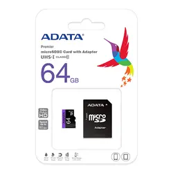 کارت حافظه microSDHC ای دیتا کلاس 10 استاندارد UHS-I U1 سرعت 80MBps مدل Premier ظرفیت 64 گیگابایت