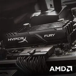 رم کامپیوتر کینگستون DDR4 تک کاناله 3200MHz CL18 مدل HyperX Fury Blackظرفیت 16 گیگابایت