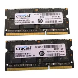 رم لپ تاپ کروشیال DDR3 PC3L 12800S MHz CL22 ظرفیت 8 گیگابایت