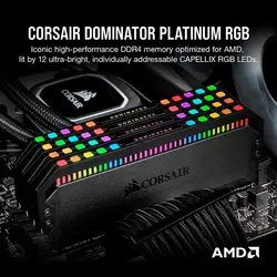رم کامپیوتر کورسیر DDR4 دوکاناله 3600MHz CL18 مدل Dominator Platinum RGB ظرفیت 64 گیگابایت