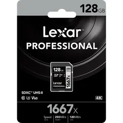 Lexar 128GB Professional 1667x UHS-II SDXC Silver Series