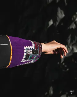 مانتو قلمکار ترکمن دوزی بنفش