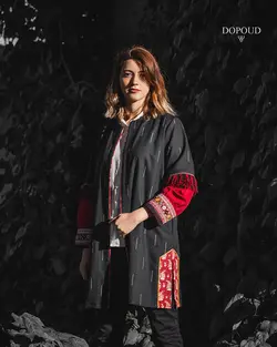 مانتو قلمکار طرح ترکمن دوزی