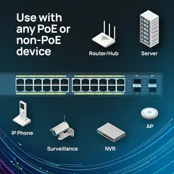 سوییچ ۲۴ پورت انجنیوس مدل EWS1200-28TFP ا Engenius EWS1200-28TFP 24 Port Switch