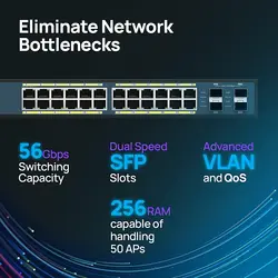 سوییچ ۲۴ پورت انجنیوس مدل EWS1200-28TFP ا Engenius EWS1200-28TFP 24 Port Switch