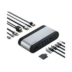 هاب 16 پورت بیسوس Baseus Working Station Multifunctional Type-C CAHUB-BG0G همراه با تبدیل | دراگون شاپ