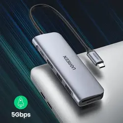 هاب مبدل یوگرین USB-C To HDMI+2*USB 3.0 A+SD/TF+PD مدل CM195 کد 70411