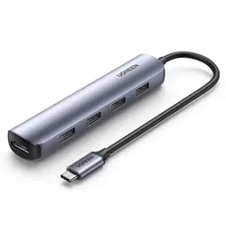 هاب مبدل یوگرین USB-C To HDMI+4*USB 3.0 A مدل CM417 کد 20197