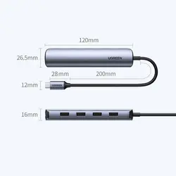 هاب مبدل یوگرین USB-C To HDMI+4*USB 3.0 A مدل CM417 کد 20197