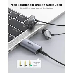 مبدل یا کارت صدا  2.0 USB به جک 3.5 میلی متری یوگرین مدل CM383 کد 80864