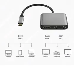تبدیل Type C به HDMI و VGA یوگرین مدل CM162 کد 50505