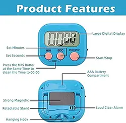 تایمر کرنومتر دیجیتال آشپزخانه آبی مدل 103L