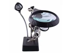 گیره مونتاژ ذره بین دار دارای پایه هویه و LED مدل TE-800