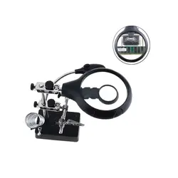 گیره مونتاژ ذره بین دار دارای پایه هویه و LED مدل TE-800