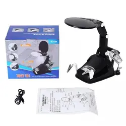 گیره مونتاژ ذره بین دار به همراه پایه هویه و نگهدارنده سیم لحیم مدل TH-7027