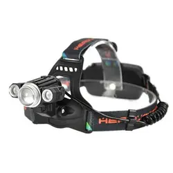 چراغ قوه پیشانی - هدلایت شارژی 3 لامپه چرخان با چراغ اضطراری