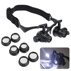 ذره بین عینکی دوچشمی 4 لنز 10X,15X, 20X,25 مدل 9892GJ
