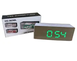 ساعت رومیزی دیجیتال آینه ای بدنه مشکی مدل DS-3698L