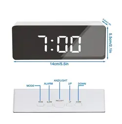 ساعت رومیزی دیجیتال آینه ای بدنه مشکی مدل DS-3698L