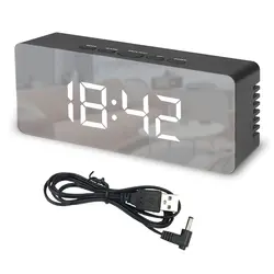 ساعت رومیزی دیجیتال آینه ای بدنه مشکی مدل DS-3698L