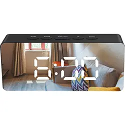 ساعت رومیزی دیجیتال آینه ای بدنه مشکی مدل DS-3698L