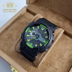 ساعت مردانه کاسیو مشکی سبز-دارای قفل اصلی - ساعت جهانی - دارای کرنومتر-