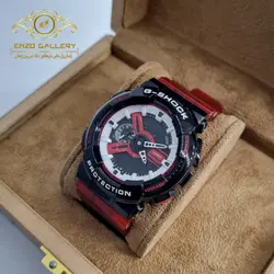 ساعت مردانه کاسیو قرمز مشکی- قفل ساده دارای LED -دارای کرنومتر