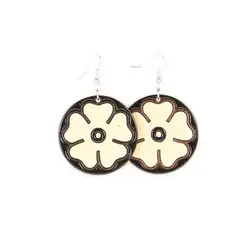 گوشواره آویزی چوبی دست ساز طرح گل کد EC1104