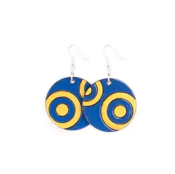 گوشواره آویزی چوبی دست ساز طرح دار کد EC1112