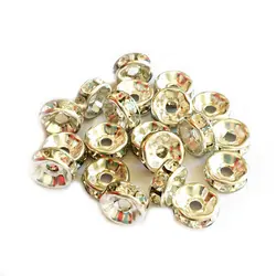 خرج بین کار نگین دار نقره ای 6x3 mm بسته 25 عددی