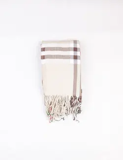 شال گردن مردانه طرح دار کرم روشن SH1007