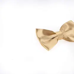 پاپیون ساده مردانه ساتن رنگ طلایی BT1085