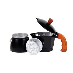 موکاپات بارنی مشکی دسته طرح چوب ظرفیت 6 کاپ