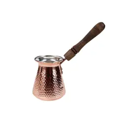 قهوه جوش و جذوه مسی دسته چوبی ظرفیت 3 تا 4 کاپ CP2