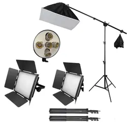 پکیج دو عدد نور ثابت Triopo T460 + هولدر 5 لامپ + سافت باکس + پایه بوم