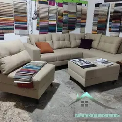 مبل ال دوطرف پشت دار با پاف و مبل تک کد 240