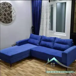 مبل راحتی ال مخمل آبی