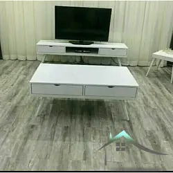 میز تلوزیون تمام سفید اداری