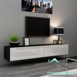 میز تلویزیون دو رنگ دیواری هایگلاس