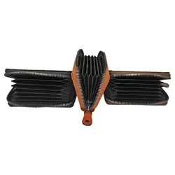 جاکارتی چرم طبیعی آکاردئونی دور زیپ JC106