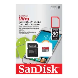 رم میکرو Sandisk Ultra 32GB Class10 80MB/s