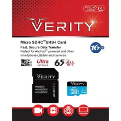 رم میکرو 16 گیگ VERITY مدل U1 65MB/s 433X آداپتور دار