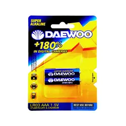 باتری نیم قلمی DAEWOO سوپر آلکالاین کارتی 2 عددی
