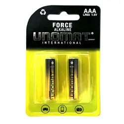 باتری نیم قلمی یونومات مدل FORCE ALKALINE کارتی 2 عددی