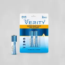 باتری نیم قلمی VERITY مدل Super Heavy Duty کارتی 2 عددی