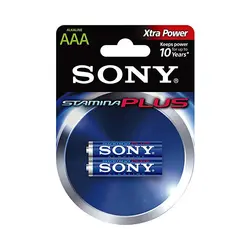 باتری نیم قلمی آلکالاین SONY مدل Stamina Plus کارتی 2 عددی