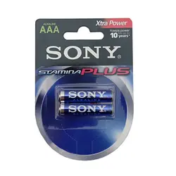باتری نیم قلمی آلکالاین SONY مدل Stamina Plus کارتی 2 عددی