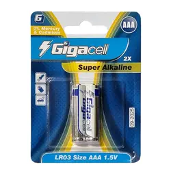 باتری نیم قلمی Gigacell سوپر آلکالاین کارتی 2 عددی