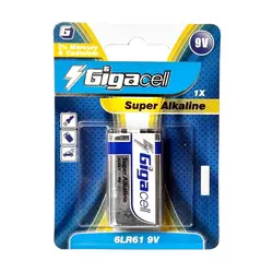 باتری 9V کتابی Super Alkaline برند Gigacell کارتی
