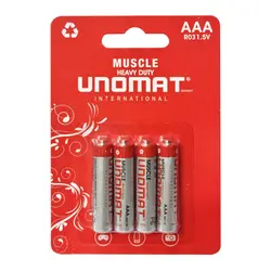 باتری نیم قلمی یونومات مدل MUSCLE HEAVY DUTY کارتی 4 عددی